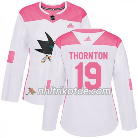San Jose Sharks Trikot Joe Thornton 19 Adidas 2017-2018 Weiß Pink Fashion Authentic - Dame